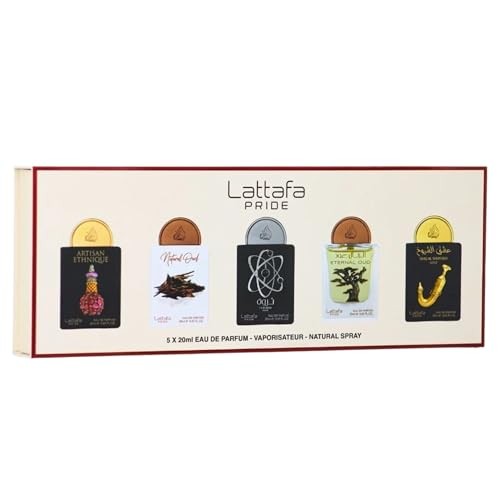 Lattafa Pride Gift Set Collection No.2 – 5x20ml EDP  Artisan Ethnique, Natural Oud, Tharwah Silver, Eternal Oud, Ishq Al Shuyukh Gold