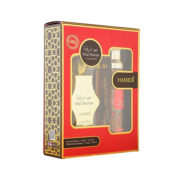 HAMIDI OUD SHARQIA 2 PC GIFTSET WITH 3.4 oz EDP SPRAY + 6.8 oz BODY