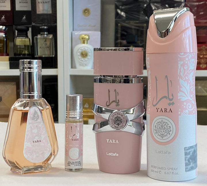 Yara by Lattafa Fragrance Set – 100ml EDP + 50ml EDP + Body Spray + Roll-On Perfume Oil