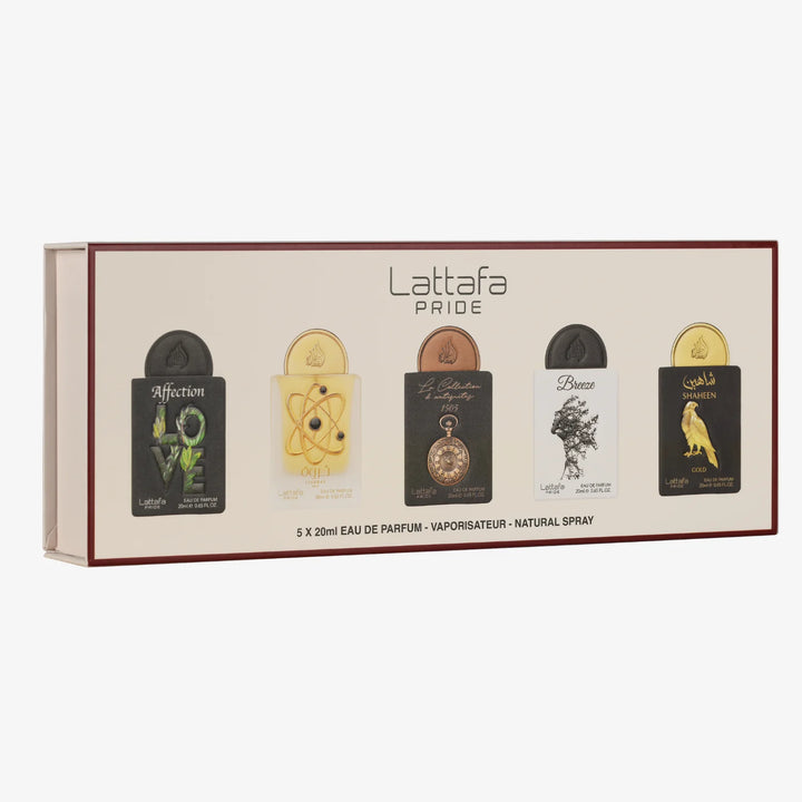 Lattafa Pride Gift Set Collection No.1 – 5x20ml EDP  Affection, Tharwah Gold, Breeze, Shaheen Gold, Antiquités 1505