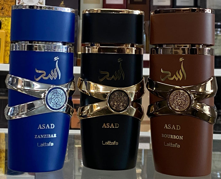 Lattafa Asad Bourbon, Asad Zanzibar, & Asad Black Bundle