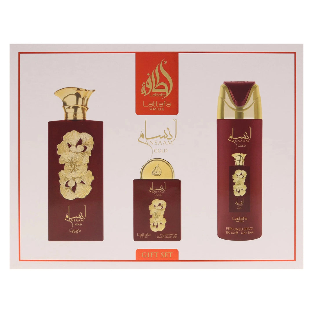 Lattafa Pride Ansaam Gold for Women – 3 Pc Gift Set