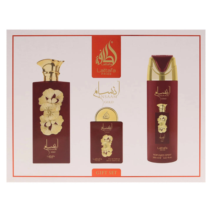 Lattafa Pride Ansaam Gold for Women – 3 Pc Gift Set