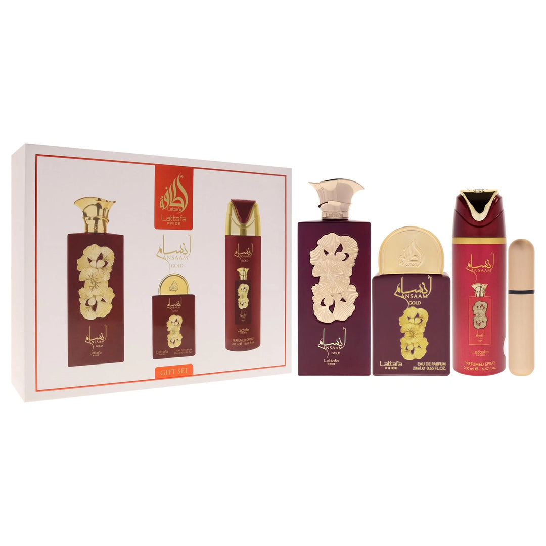 Lattafa Pride Ansaam Gold for Women – 3 Pc Gift Set